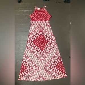 London Times Red and White Patterned Maxi Dress